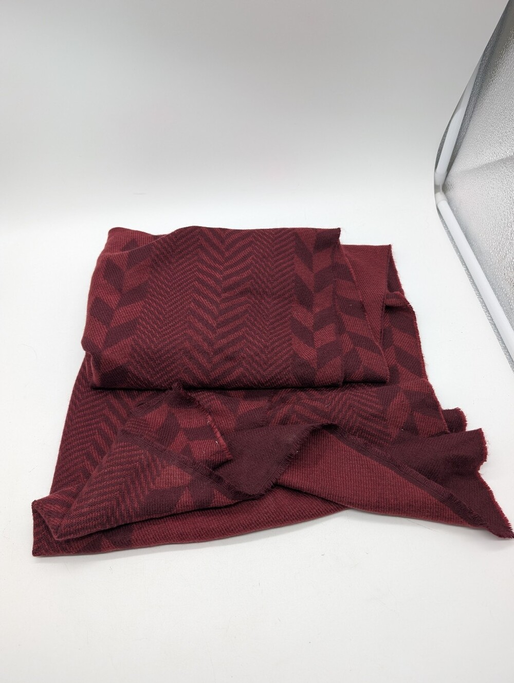 Alfani Chevron Herringbone Jacquard Scarf Wrap Burgundy Red OS